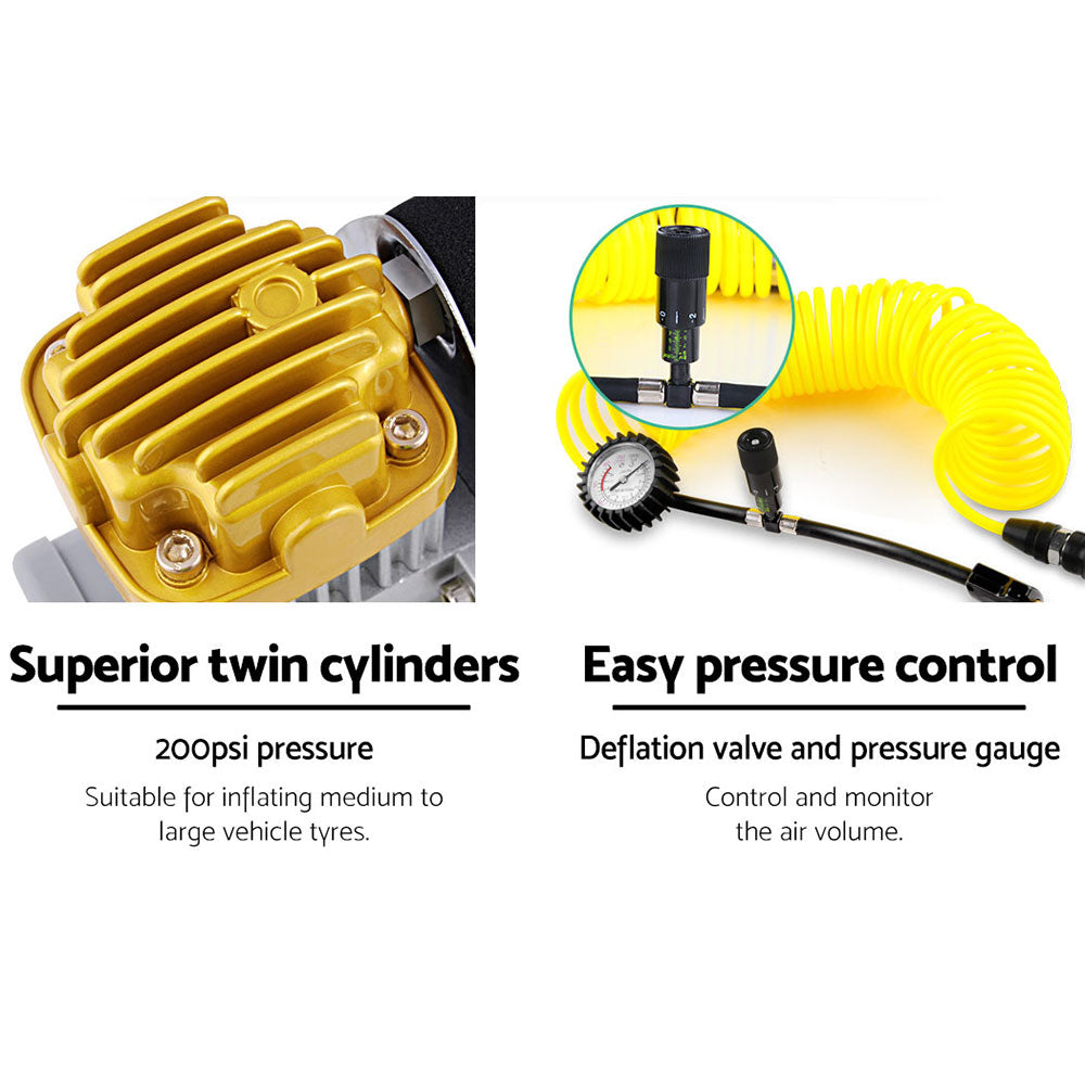 Marlook Air Compressor 12V 4x4 Tyre 200L/MIN Deflator Inflator Car Truck Portable