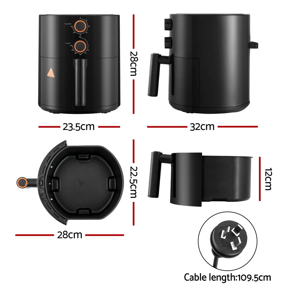 Marlook 4L Air Fryer Knob Control 1500W