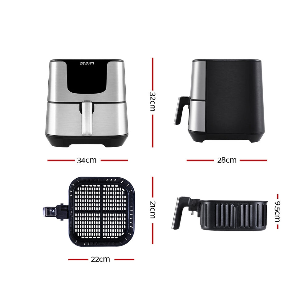 Marlook Air Fryer 7L LCD Fryers Stainless Steel