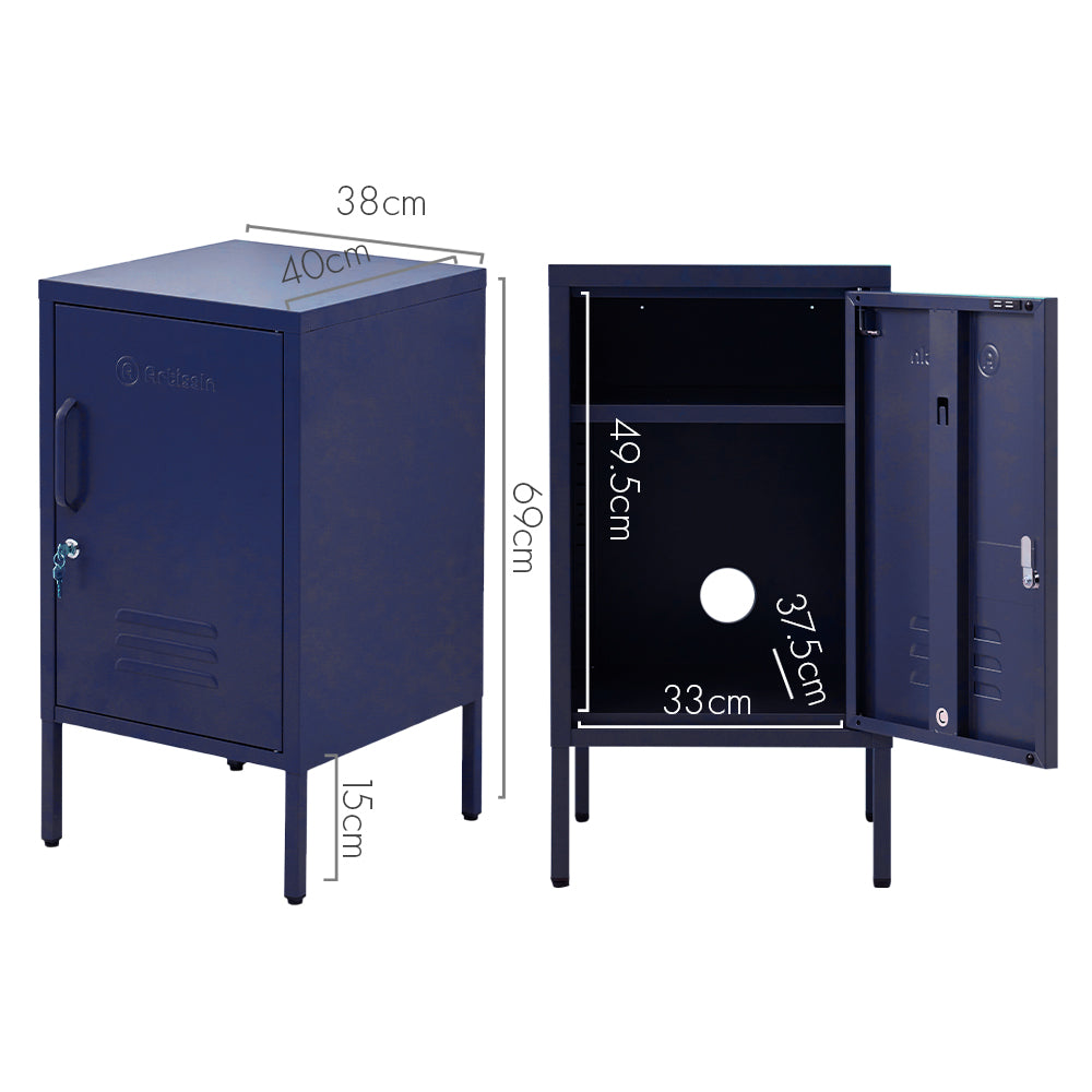 MarlookIn Bedside Table Metal Cabinet - Blue