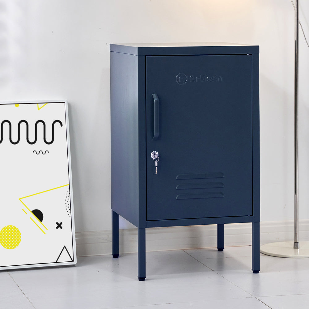MarlookIn Bedside Table Metal Cabinet - Blue