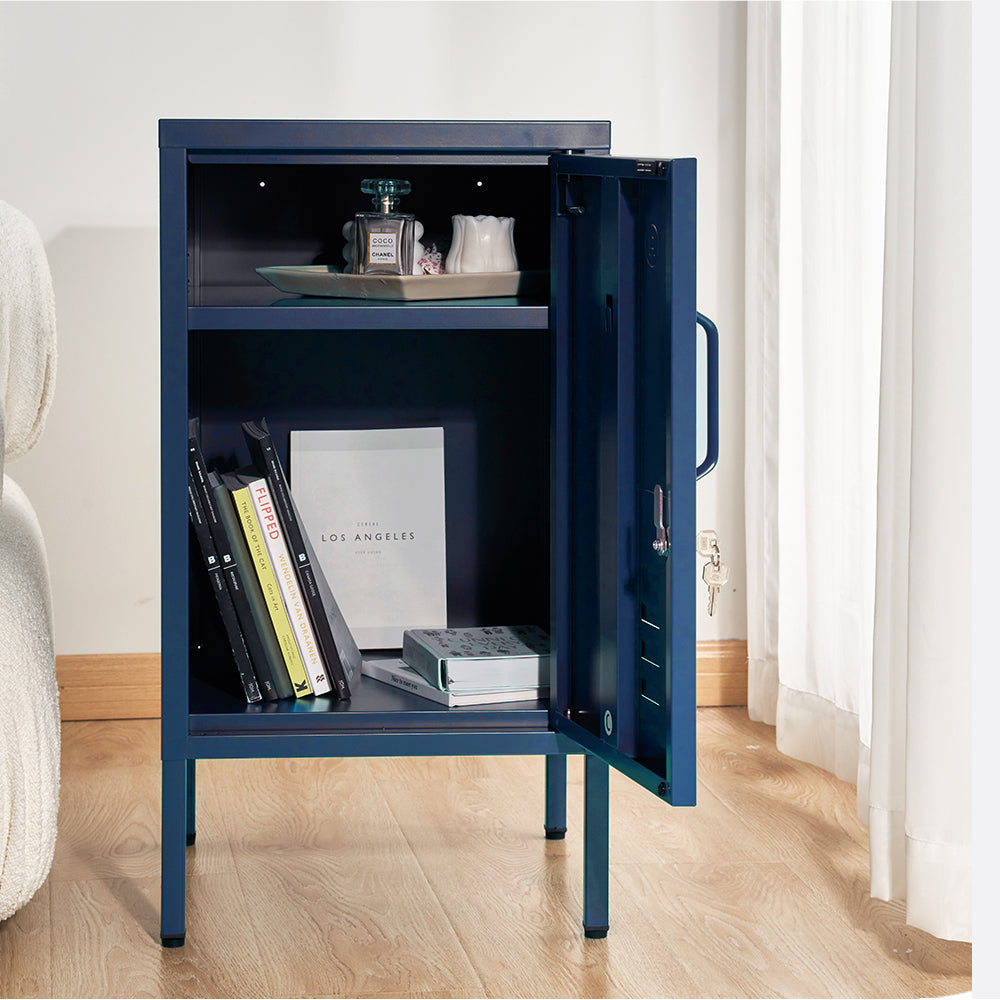 MarlookIn Bedside Table Metal Cabinet - Blue