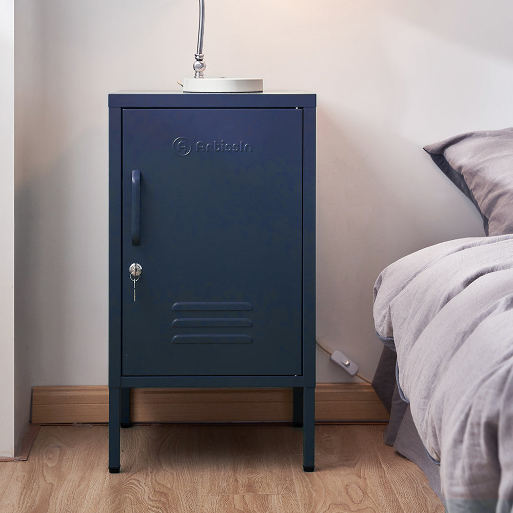 MarlookIn Bedside Table Metal Cabinet - Blue