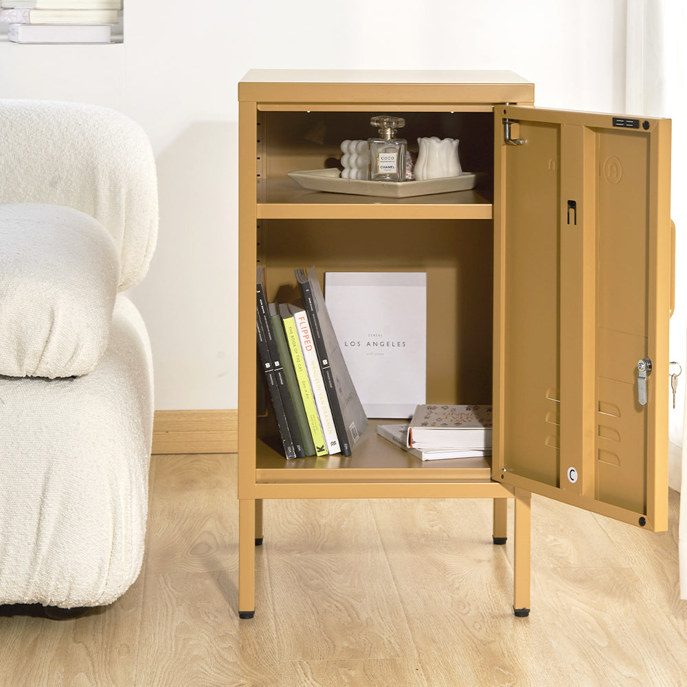 MarlookIn Bedside Table Metal Cabinet - Yellow