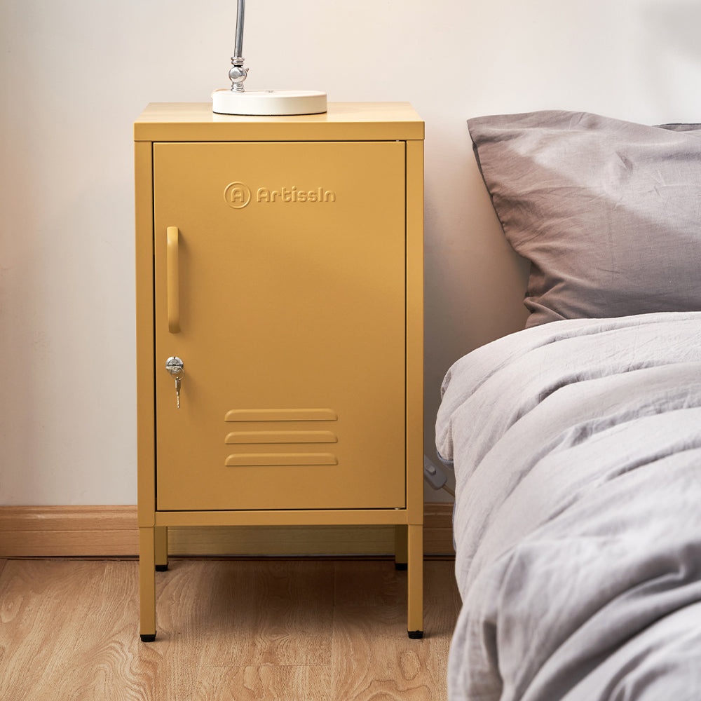MarlookIn Bedside Table Metal Cabinet - Yellow
