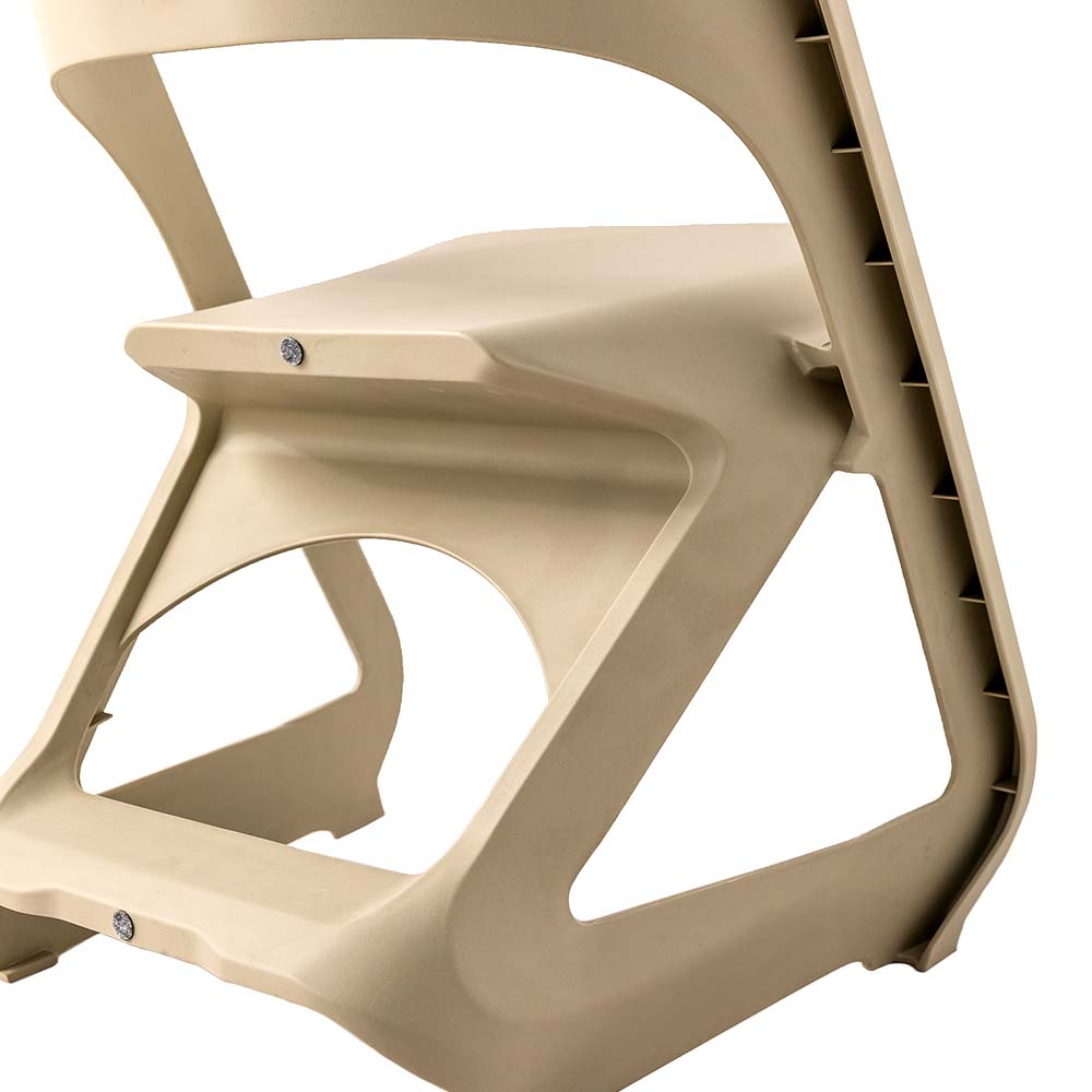 MarlookIn Set of 4 Dining Chairs Office Cafe Lounge Seat Stackable Plastic Leisure Chairs Beige