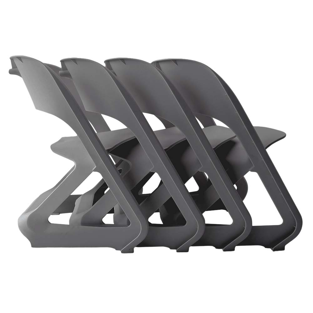 MarlookIn Set of 4 Dining Chairs Office Cafe Lounge Seat Stackable Plastic Leisure Chairs Grey