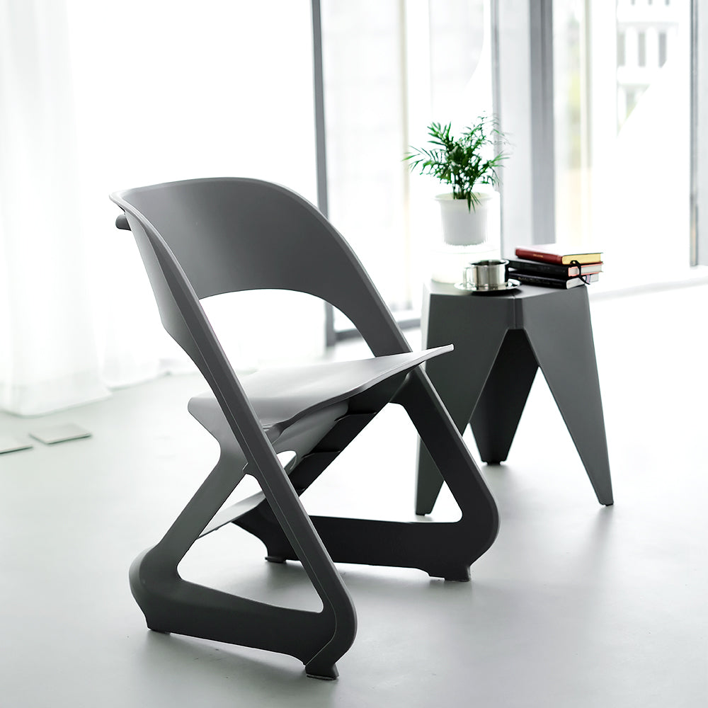MarlookIn Set of 4 Dining Chairs Office Cafe Lounge Seat Stackable Plastic Leisure Chairs Grey