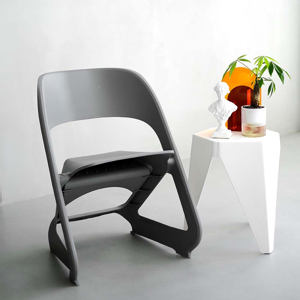 MarlookIn Set of 4 Dining Chairs Office Cafe Lounge Seat Stackable Plastic Leisure Chairs Grey