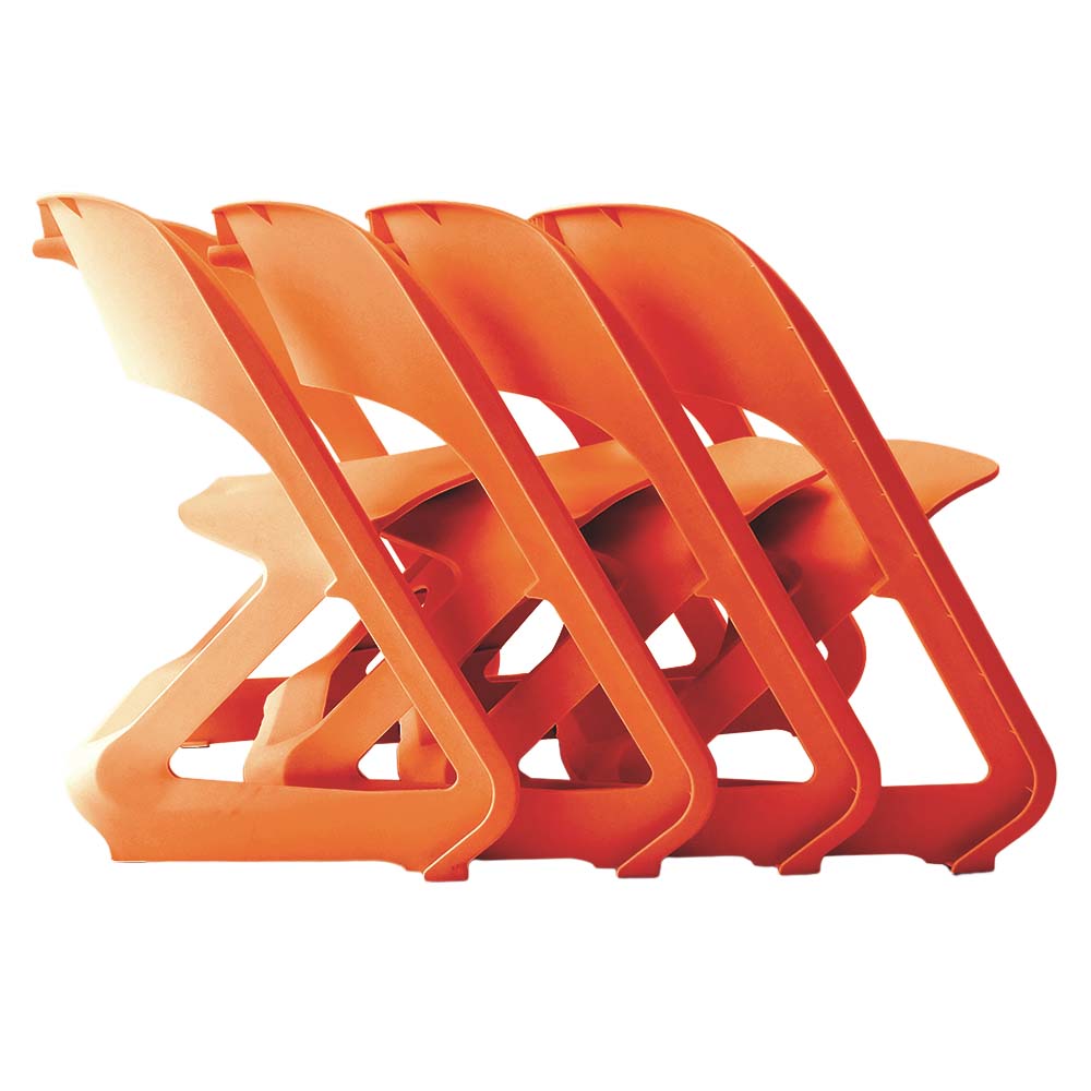 MarlookIn Set of 4 Dining Chairs Office Cafe Lounge Seat Stackable Plastic Leisure Chairs Orange