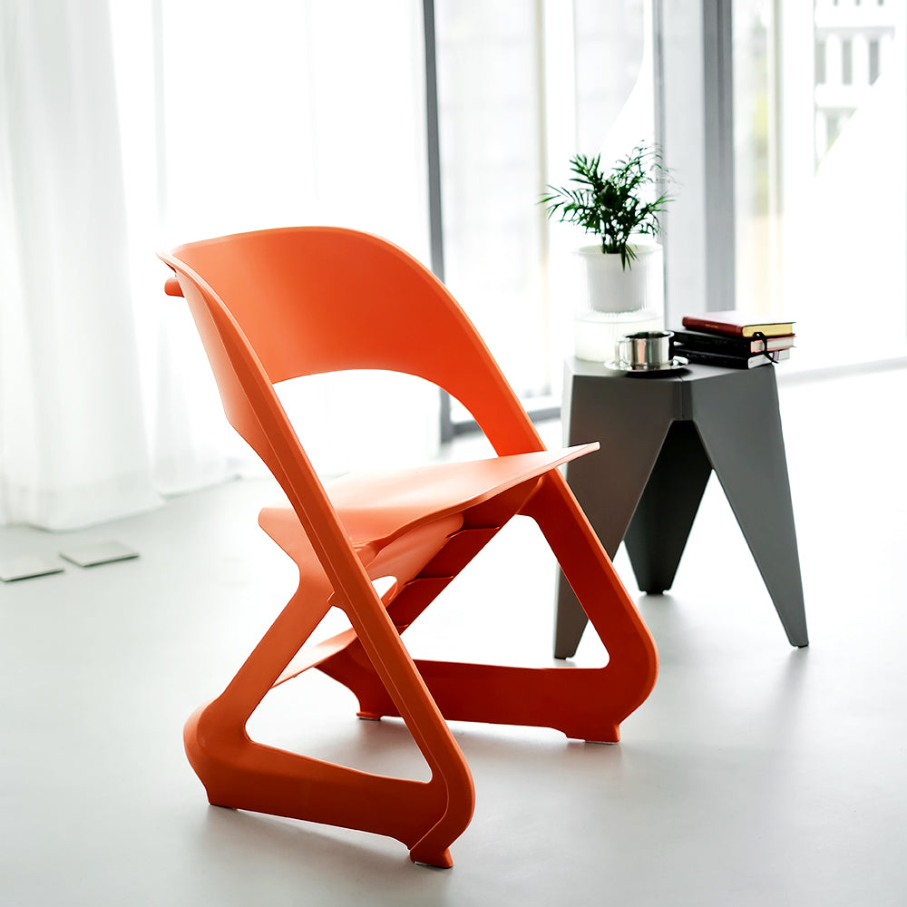 MarlookIn Set of 4 Dining Chairs Office Cafe Lounge Seat Stackable Plastic Leisure Chairs Orange