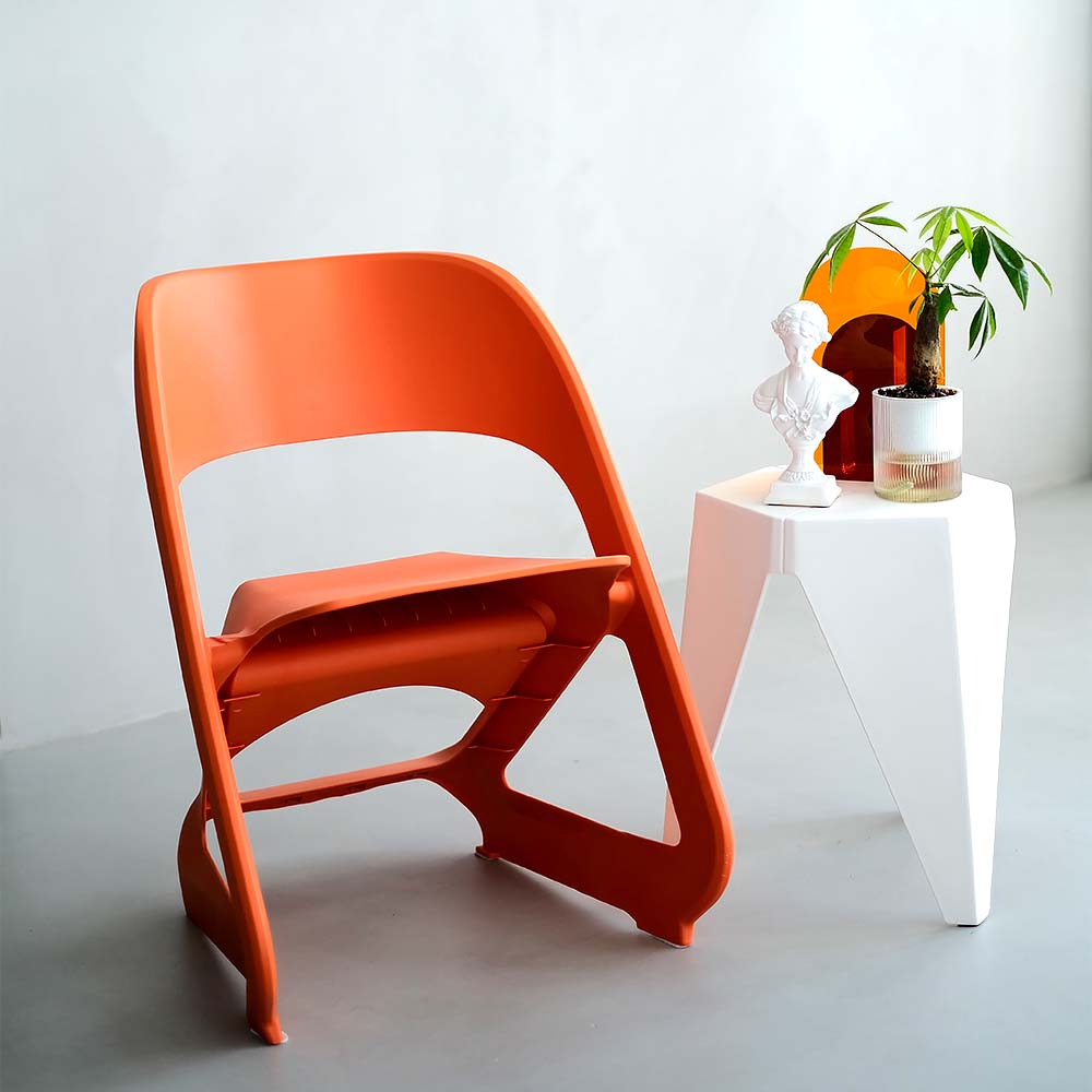 MarlookIn Set of 4 Dining Chairs Office Cafe Lounge Seat Stackable Plastic Leisure Chairs Orange