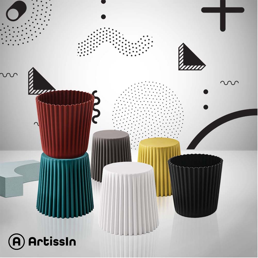 Marlook 2x Bar Stools Cupcake Plastic Foot Stool Black