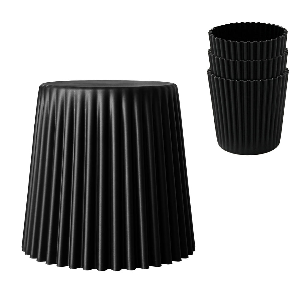 Marlook Set of 4 Cupcake Bar Stools Stackable Foot Stools Black