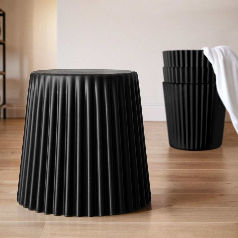 Marlook Set of 4 Cupcake Bar Stools Stackable Foot Stools Black