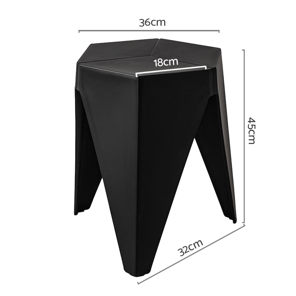 Marlook 2x Bar Stools Puzzle Plastic Foot Stool Black