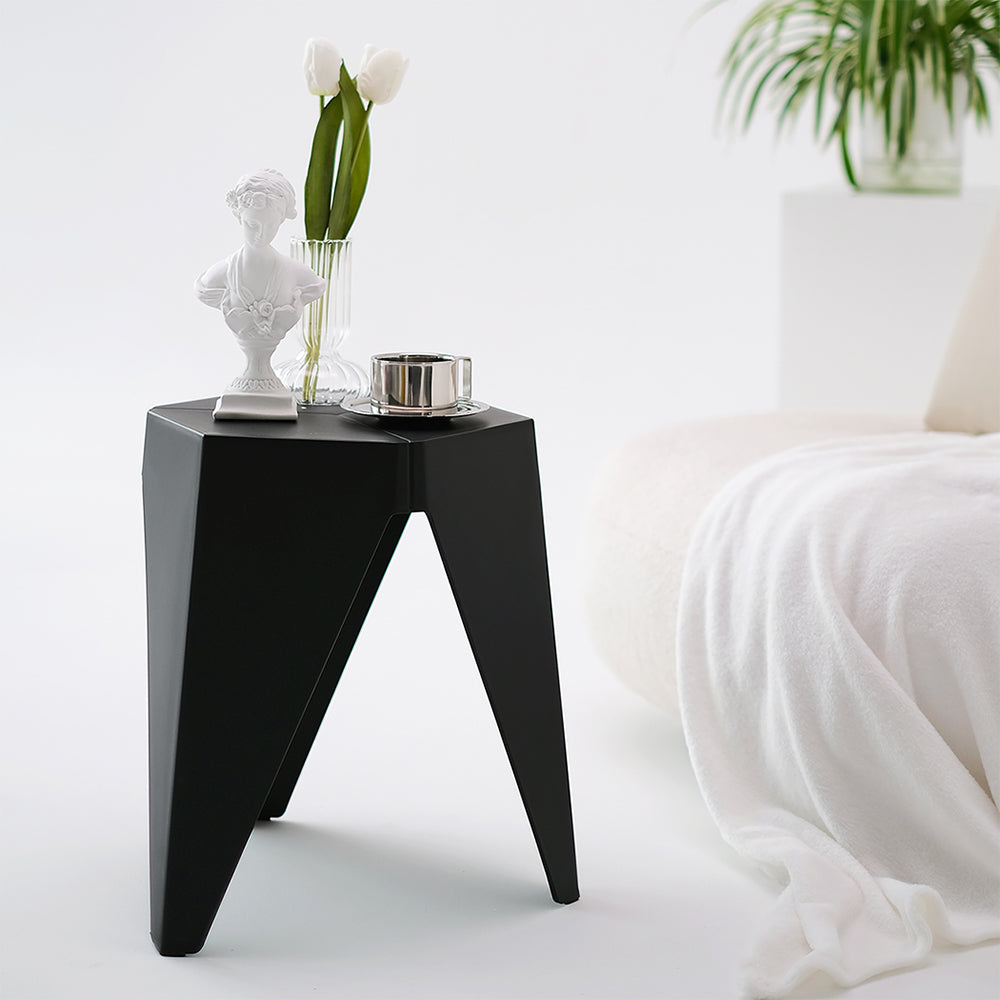 Marlook 2x Bar Stools Puzzle Plastic Foot Stool Black