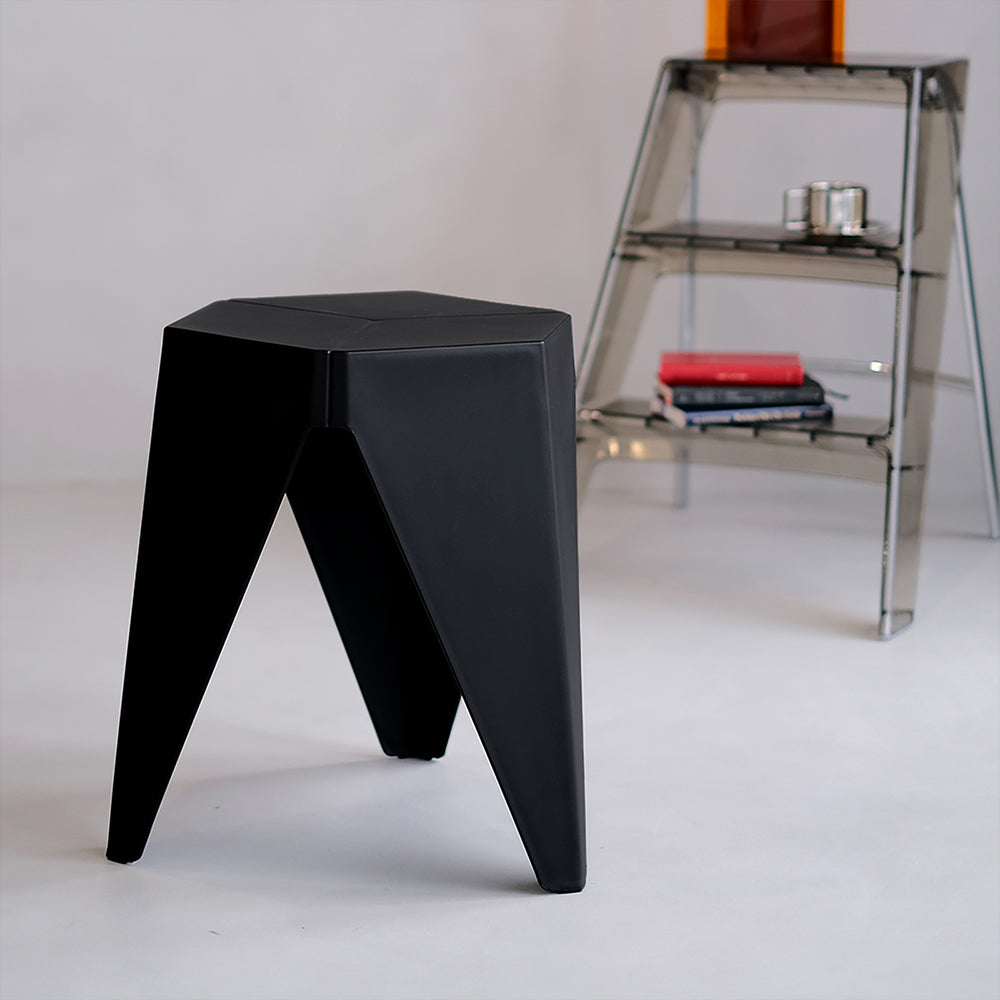 Marlook 2x Bar Stools Puzzle Plastic Foot Stool Black