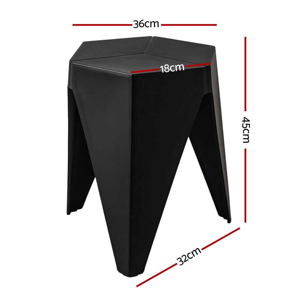 Marlook 4PC Puzzle Stool Plastic Bar Stools Stackable Black