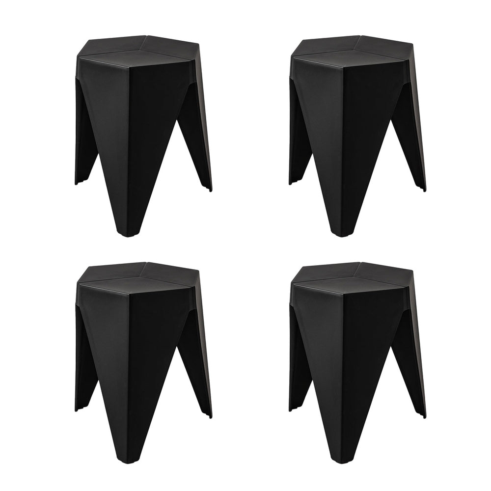 Marlook 4PC Puzzle Stool Plastic Bar Stools Stackable Black