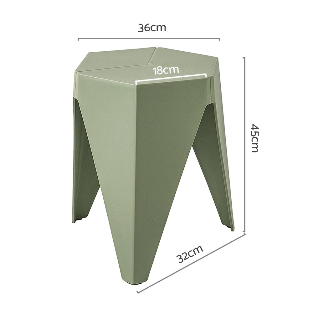 Marlook 2x Bar Stools Puzzle Plastic Foot Stool Green