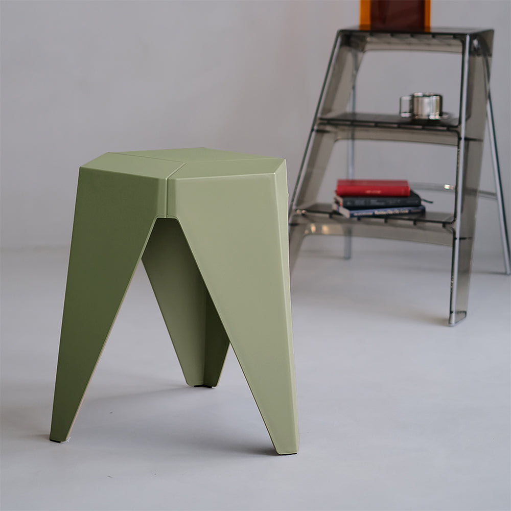 Marlook 2x Bar Stools Puzzle Plastic Foot Stool Green