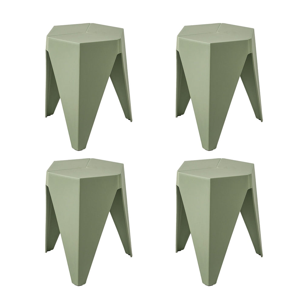 Marlook 4PC Puzzle Stool Bar Stools Stackable Green