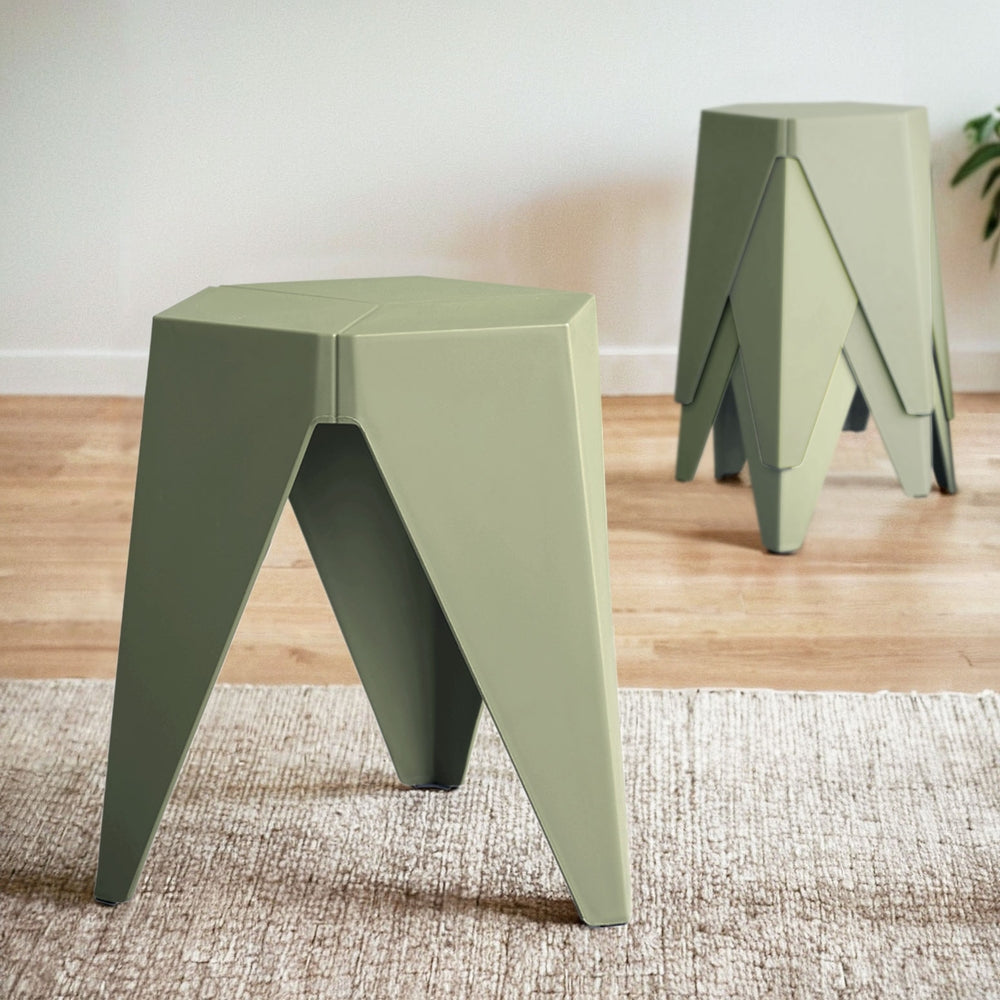 Marlook 4PC Puzzle Stool Bar Stools Stackable Green