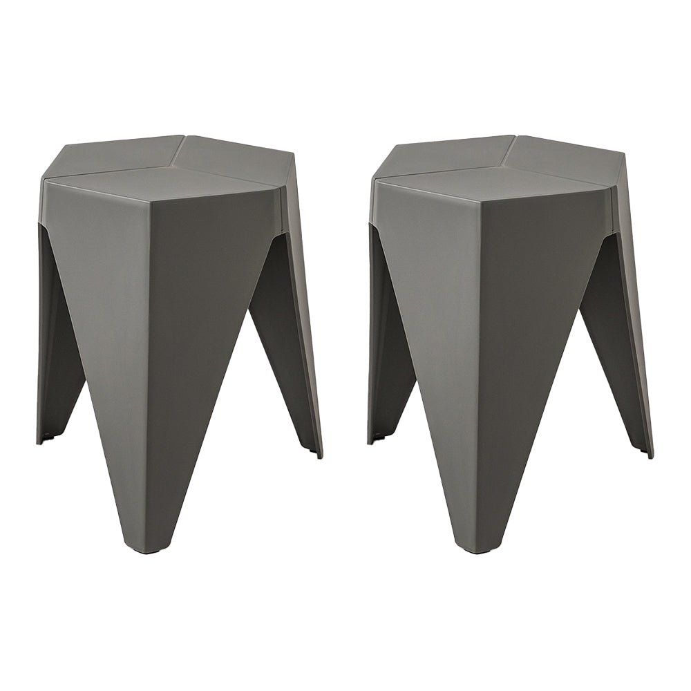 Marlook 2x Bar Stools Puzzle Plastic Foot Stool Grey