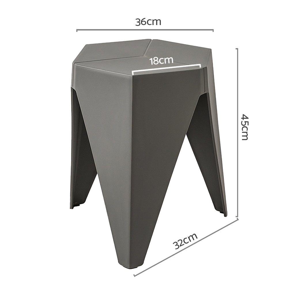 Marlook 2x Bar Stools Puzzle Plastic Foot Stool Grey