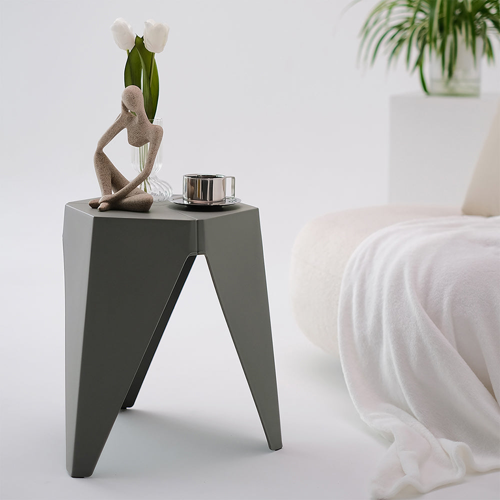 Marlook 2x Bar Stools Puzzle Plastic Foot Stool Grey