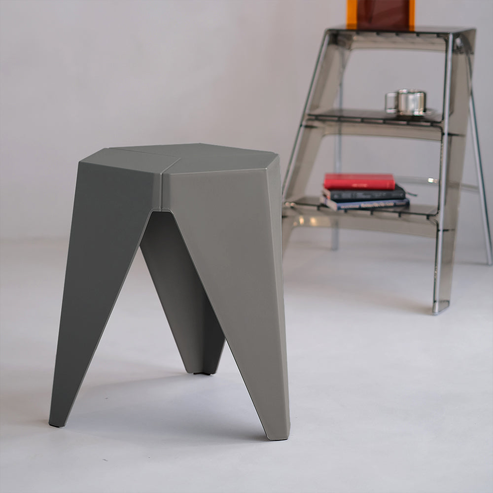 Marlook 2x Bar Stools Puzzle Plastic Foot Stool Grey