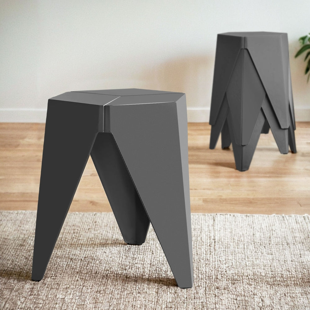 Marlook 4PC Puzzle Stool Bar Stools Stackable Grey