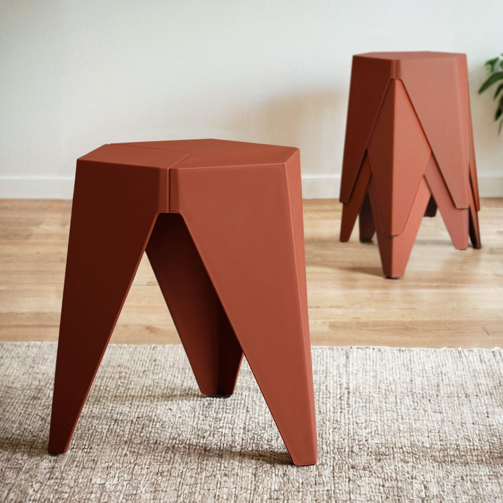 Marlook 4PC Puzzle Stool Bar Stools Stackable Red