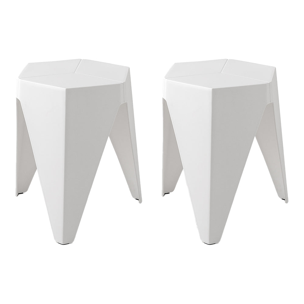 Marlook 2x Bar Stools Puzzle Plastic Foot Stool White
