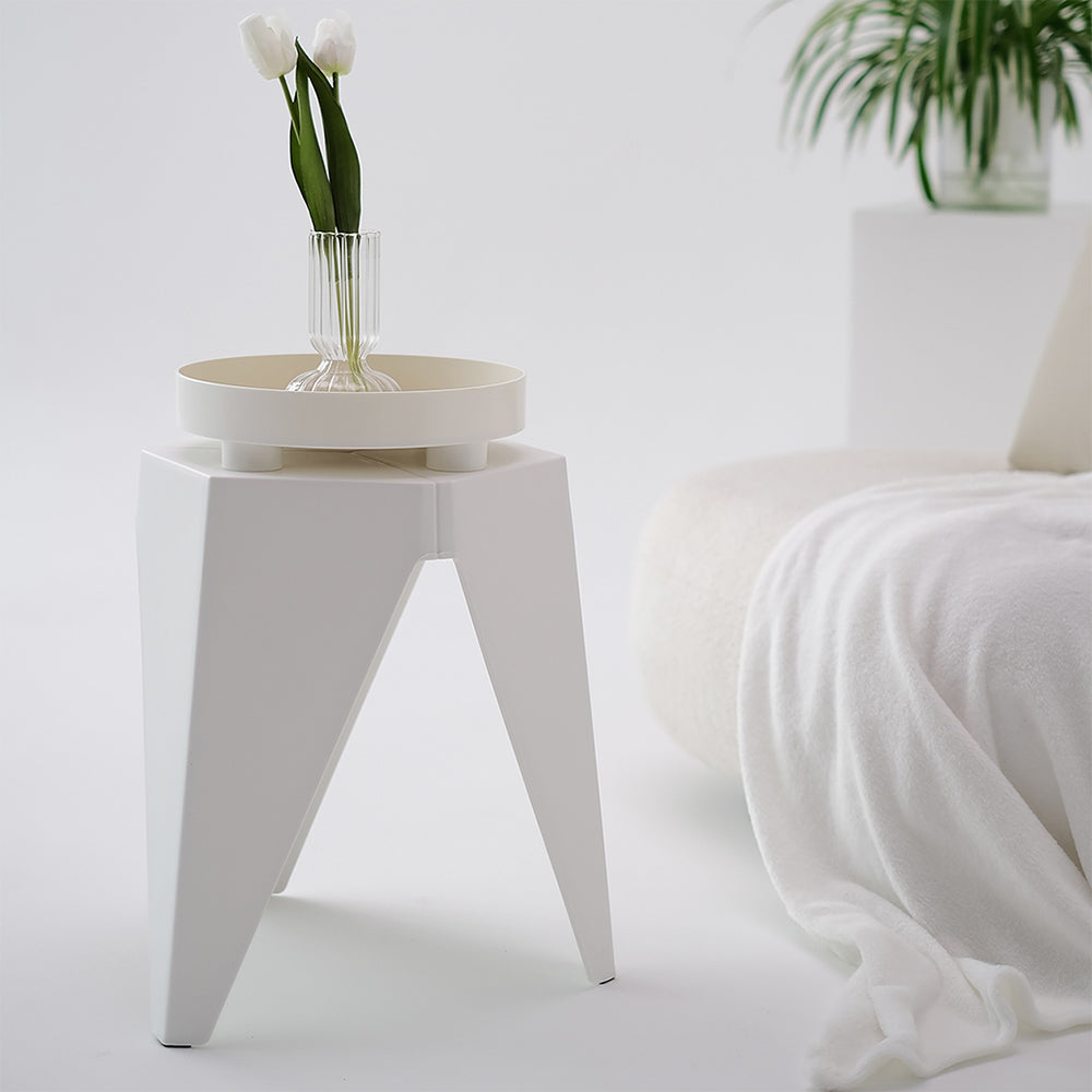 Marlook 2x Bar Stools Puzzle Plastic Foot Stool White