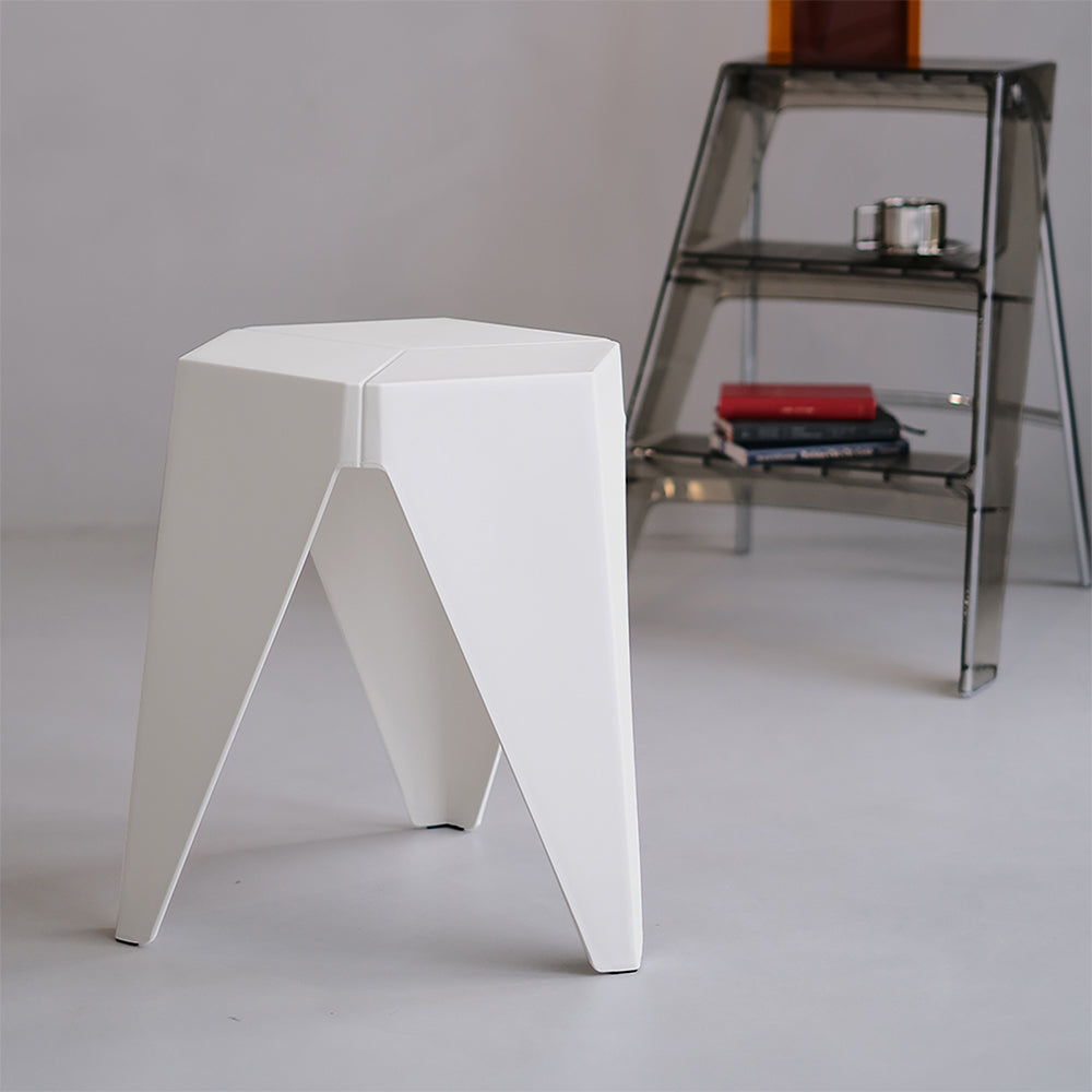 Marlook 2x Bar Stools Puzzle Plastic Foot Stool White