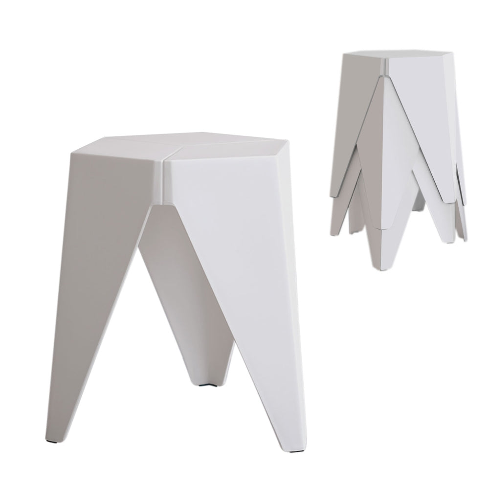 Marlook 4PC Puzzle Stool Bar Stools Stackable White