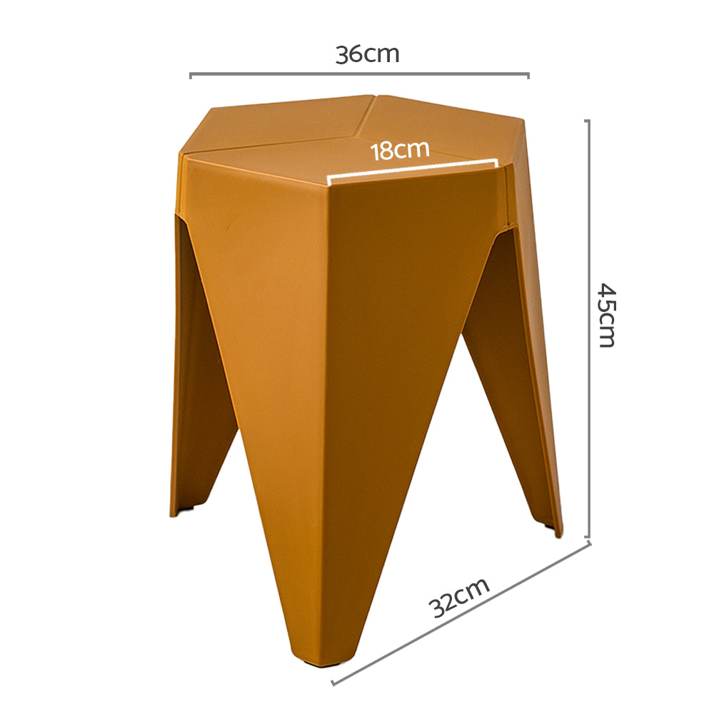 Marlook 2x Bar Stools Kitchen Dining Chairs Plastic Puzzle Foot Stool Yellow