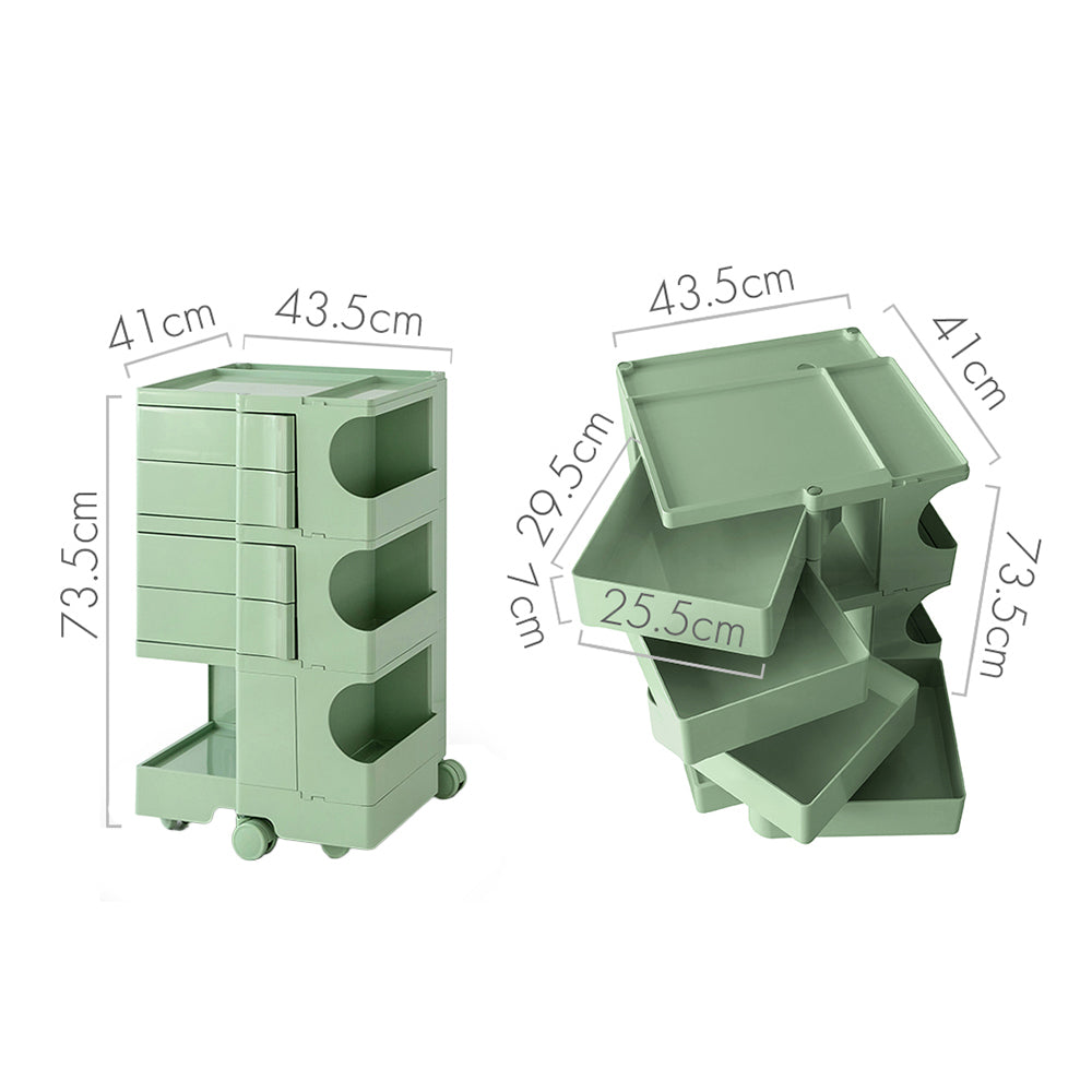 MarlookIn Storage Trolley Bedside Table 5 Tier Cart Boby Replica Green