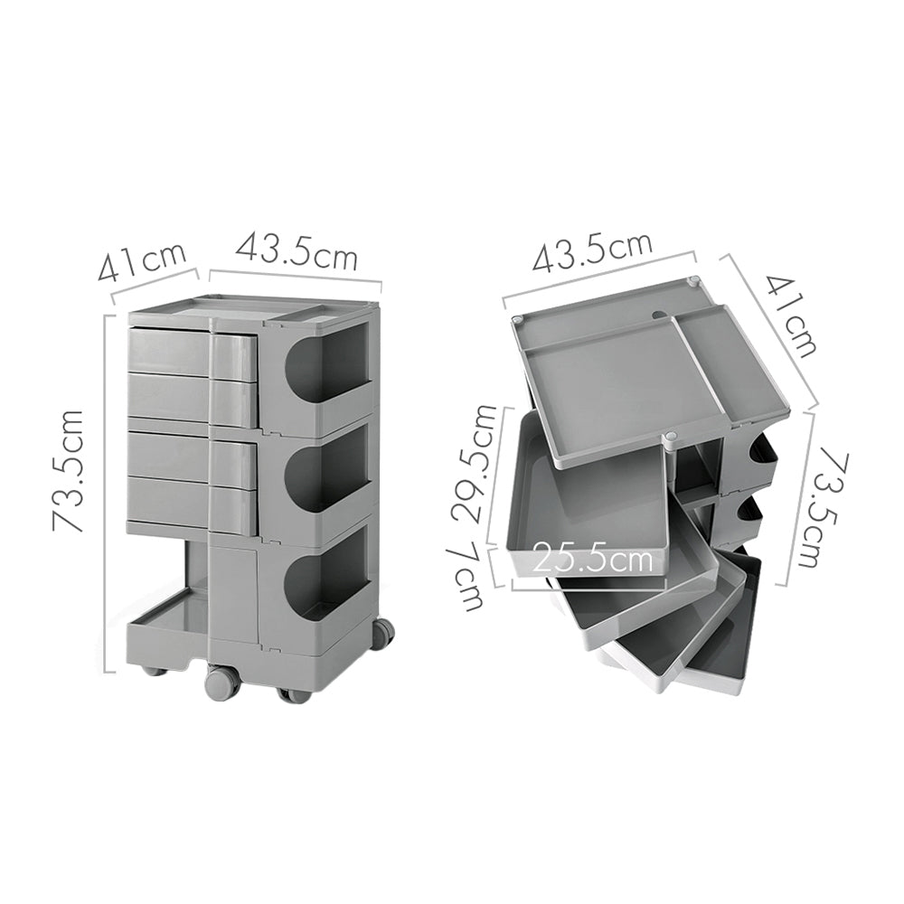 MarlookIn Storage Trolley Bedside Table 5 Tier Cart Boby Replica Grey