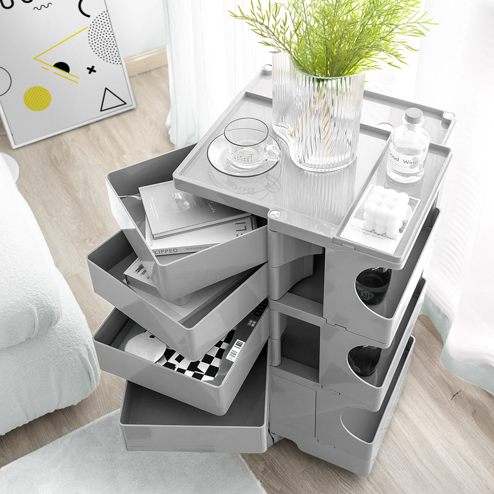 MarlookIn Storage Trolley Bedside Table 5 Tier Cart Boby Replica Grey