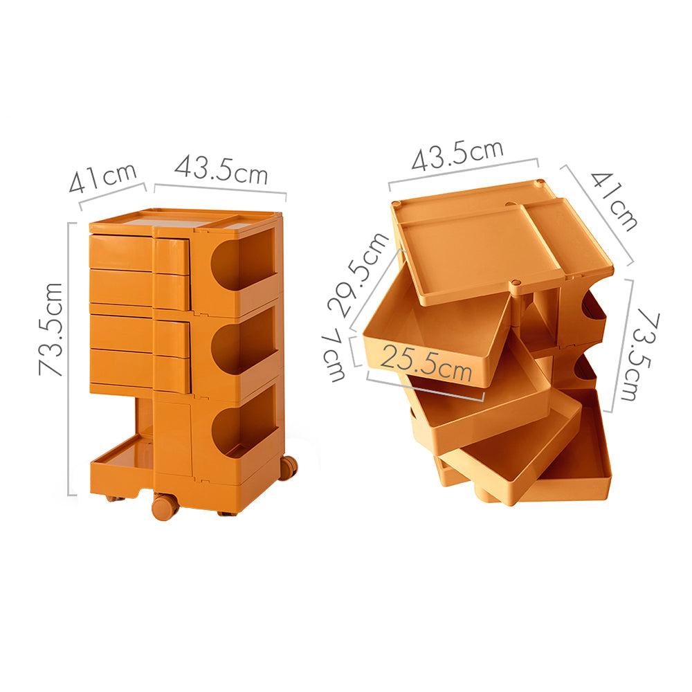 MarlookIn Storage Trolley Bedside Table 5 Tier Cart Boby Replica Orange