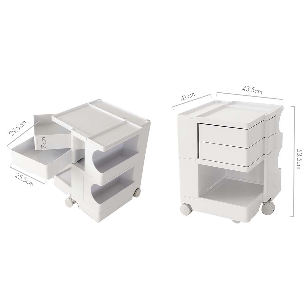 MarlookIn Storage Trolley Bedside Table 3 Tier Cart Boby Replica White