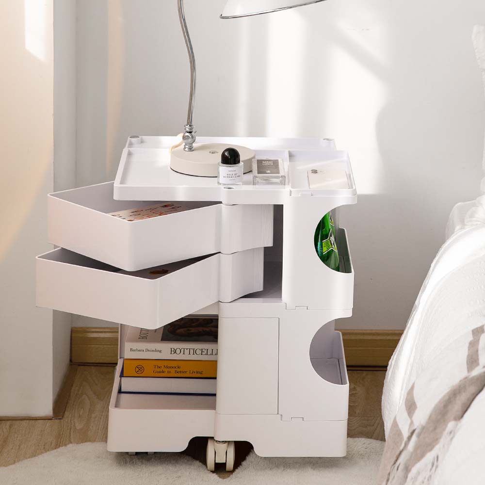 MarlookIn Storage Trolley Bedside Table 3 Tier Cart Boby Replica White