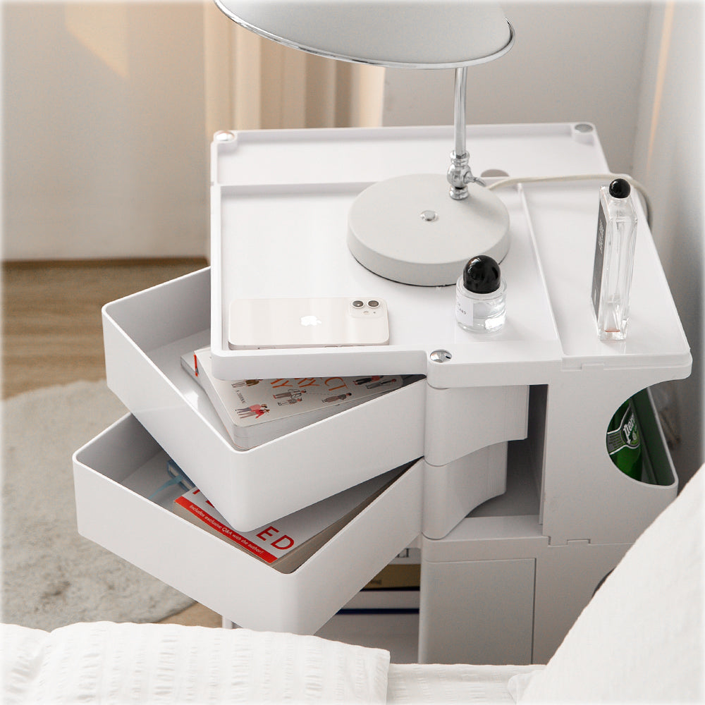 MarlookIn Storage Trolley Bedside Table 3 Tier Cart Boby Replica White
