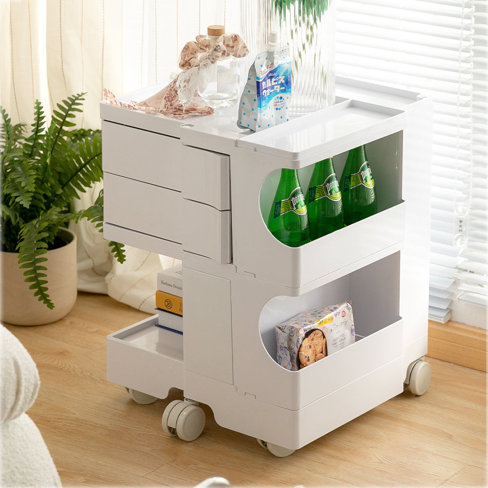 MarlookIn Storage Trolley Bedside Table 3 Tier Cart Boby Replica White