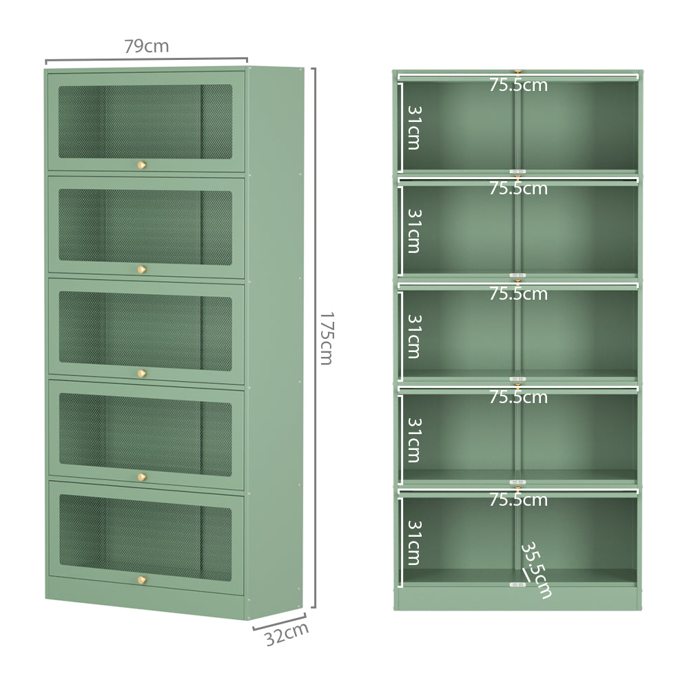 MarlookIn Buffet Sideboard Cupboard Cabinet Storage Mesh Doors Metal Green ELIA