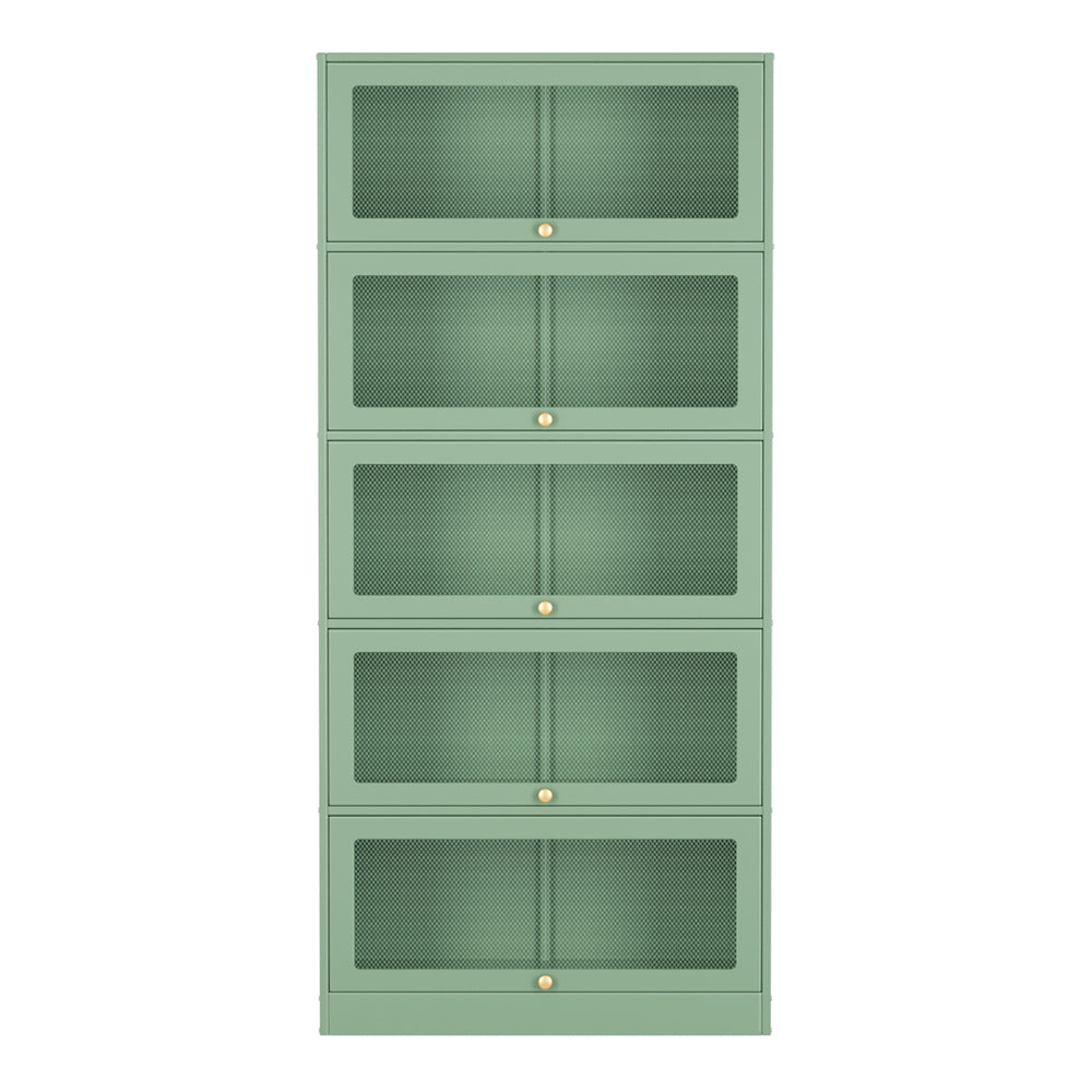 MarlookIn Buffet Sideboard Cupboard Cabinet Storage Mesh Doors Metal Green ELIA