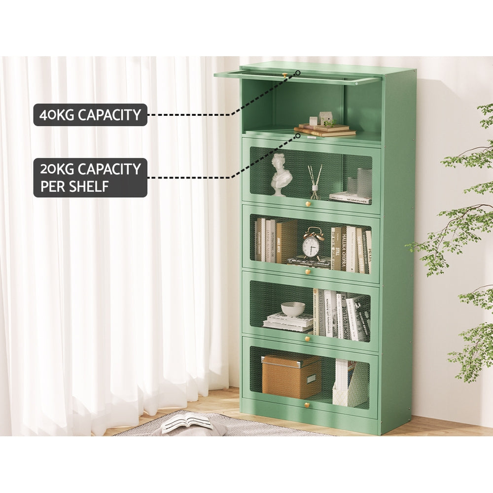 MarlookIn Buffet Sideboard Cupboard Cabinet Storage Mesh Doors Metal Green ELIA